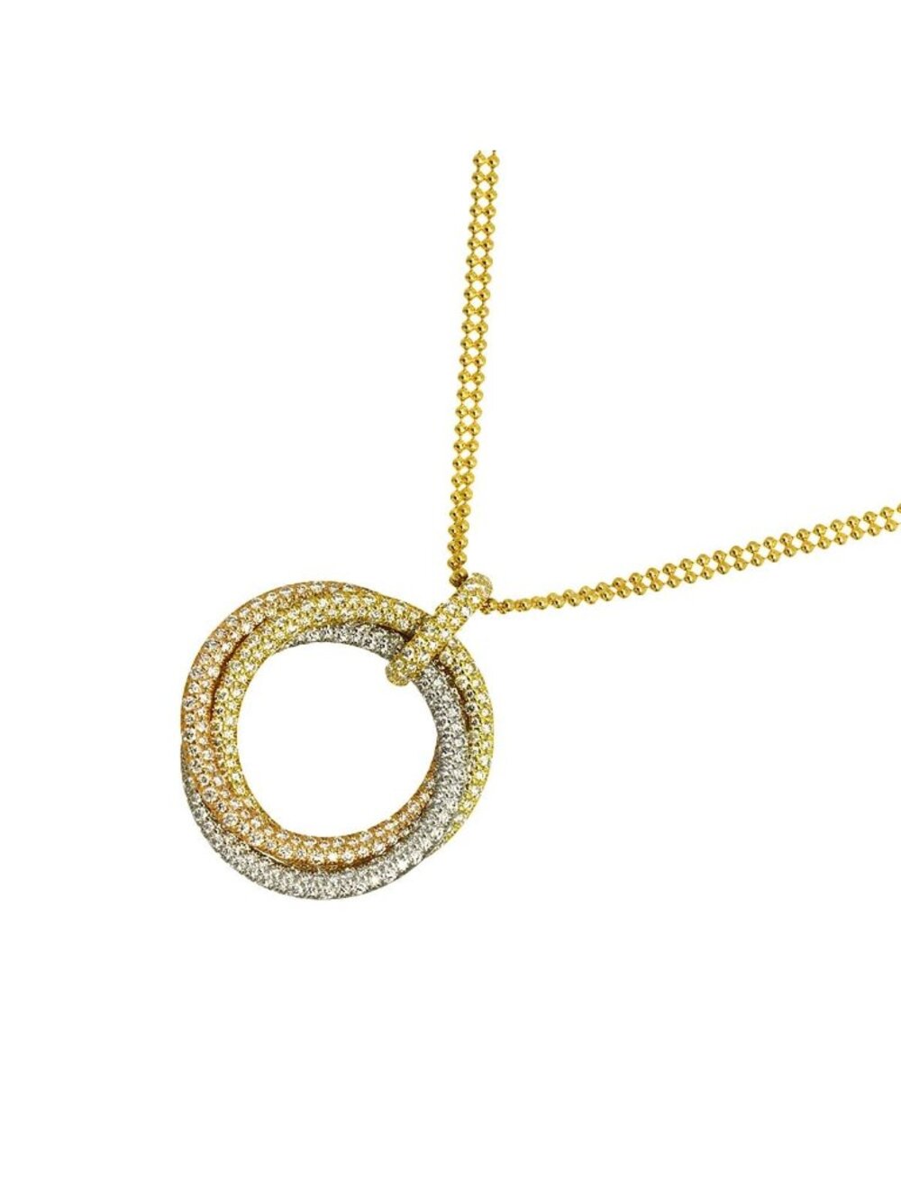 Cartier Trinity Large Pave Diamond Necklace 18k Yellow Gold 750 Three
